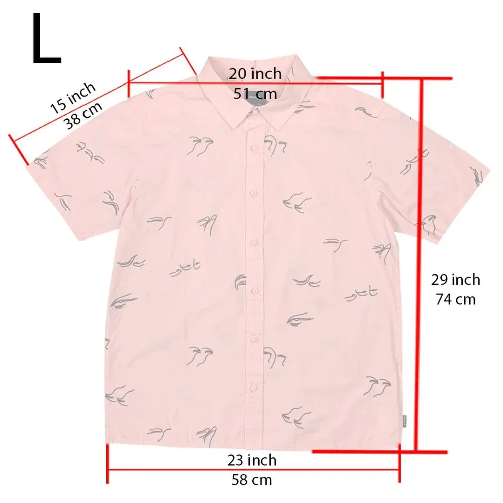 RVCA Men Short Sleeve Button Johanna Gestures Pink New With Tags - Picture 6 of 13